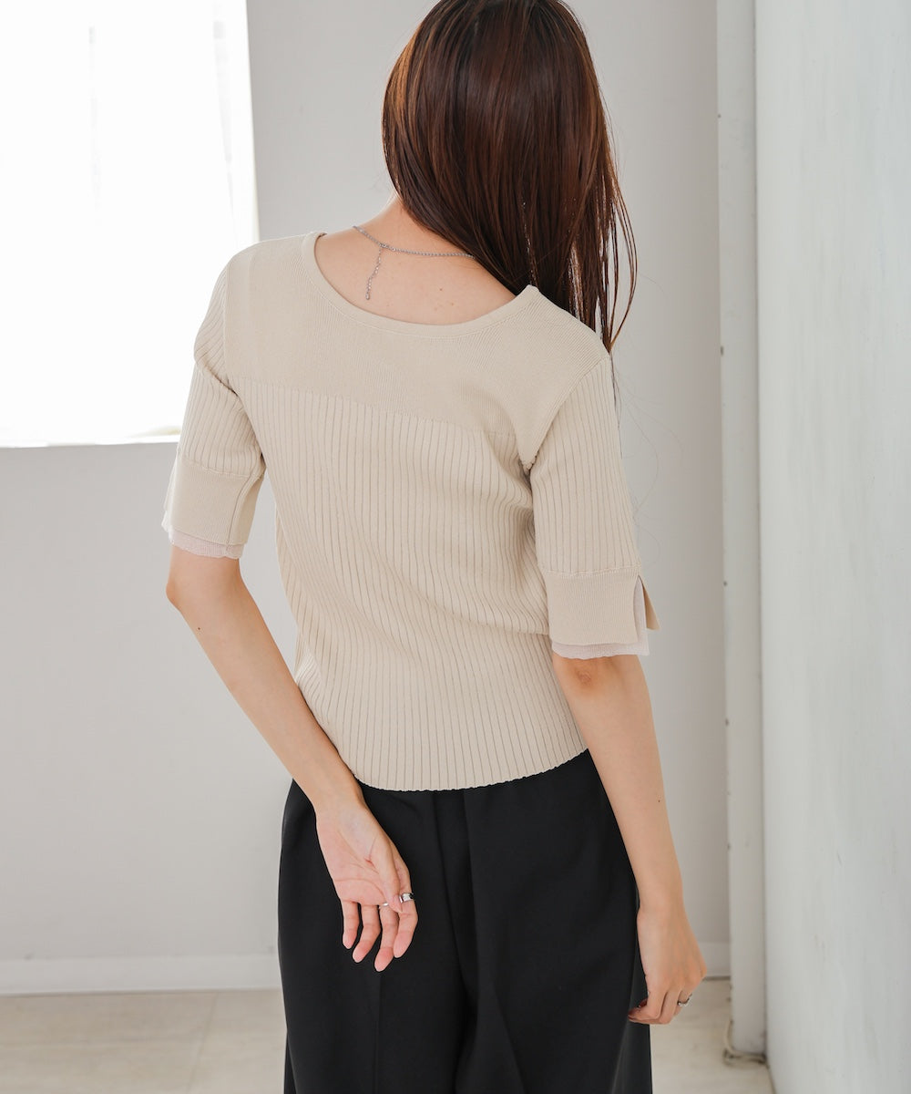 前後2WAYホールデザインニットトップス