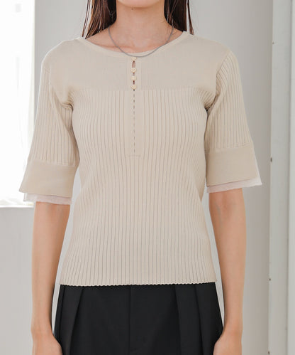 前後2WAYホールデザインニットトップス