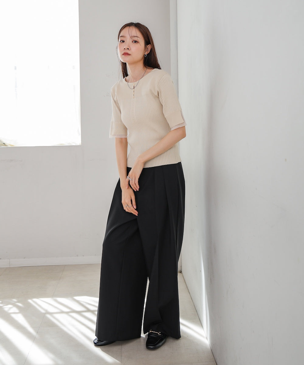 前後2WAYホールデザインニットトップス