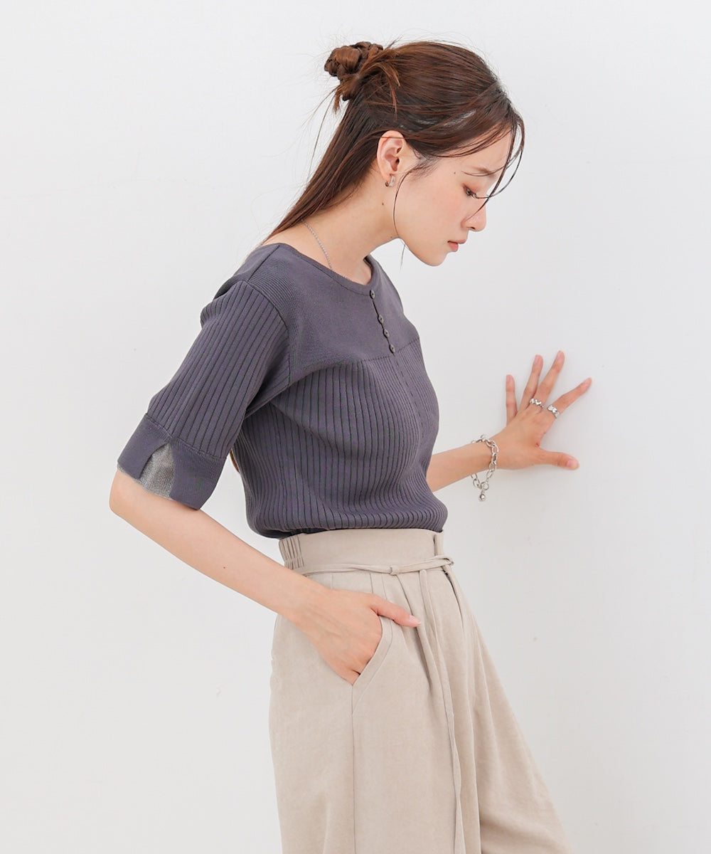 前後2WAYホールデザインニットトップス