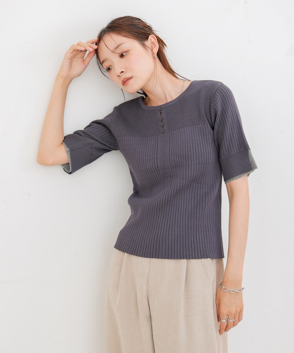 前後2WAYホールデザインニットトップス