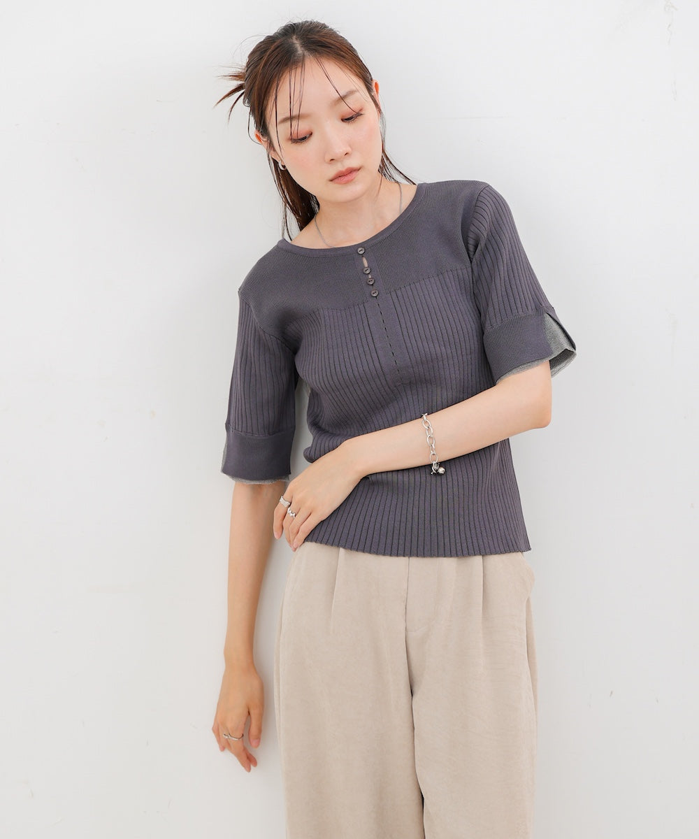 前後2WAYホールデザインニットトップス