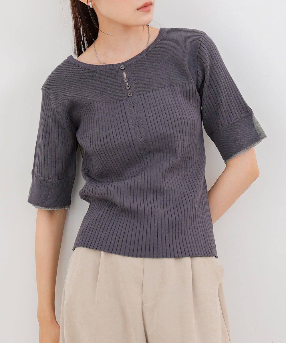 前後2WAYホールデザインニットトップス