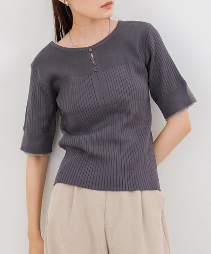 前後2WAYホールデザインニットトップス