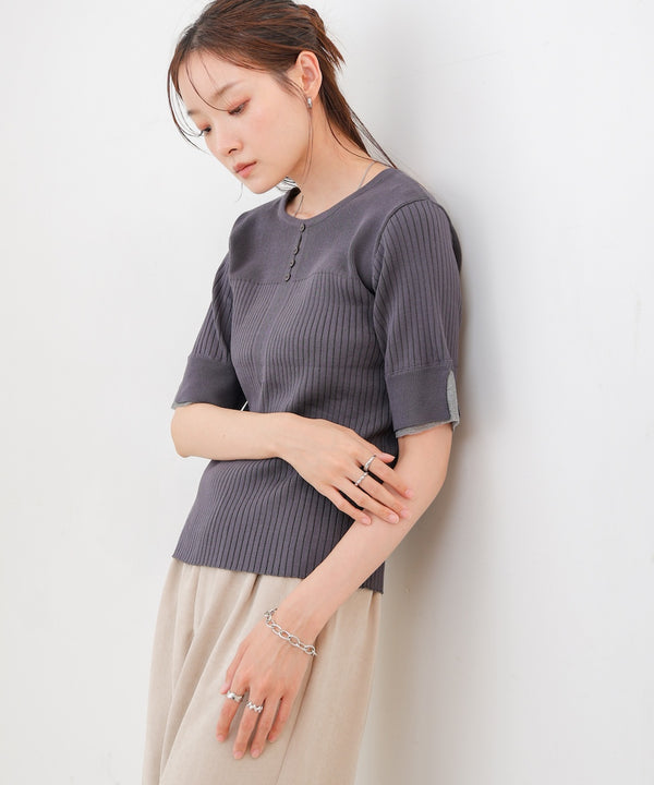 前後2WAYホールデザインニットトップス