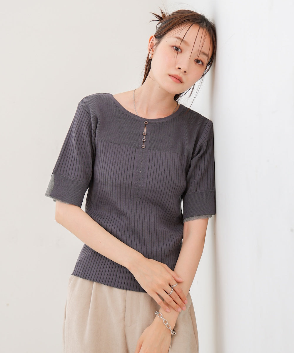 前後2WAYホールデザインニットトップス