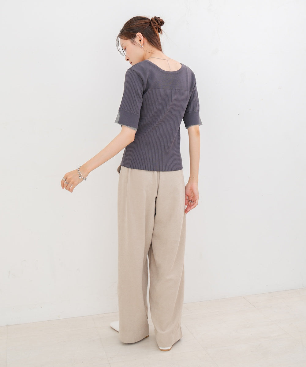 前後2WAYホールデザインニットトップス