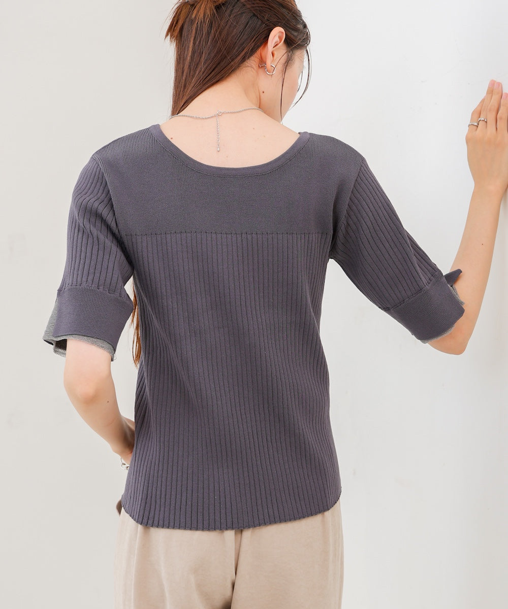 前後2WAYホールデザインニットトップス