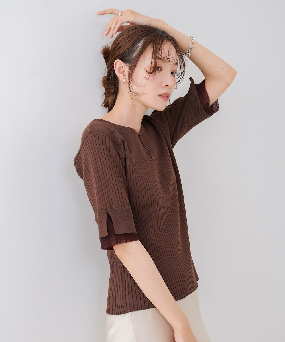 前後2WAYホールデザインニットトップス