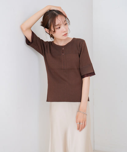 前後2WAYホールデザインニットトップス