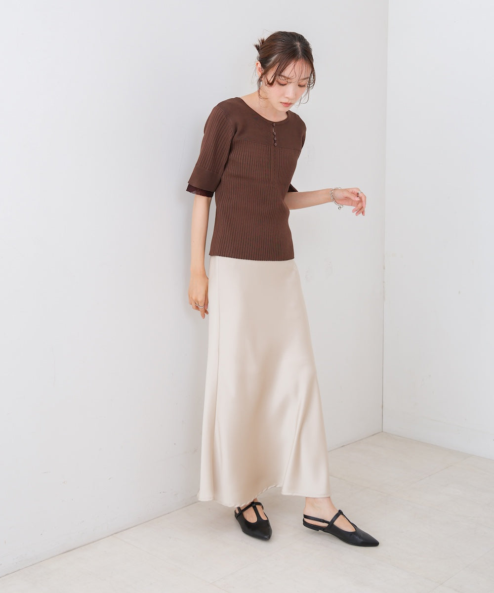 前後2WAYホールデザインニットトップス