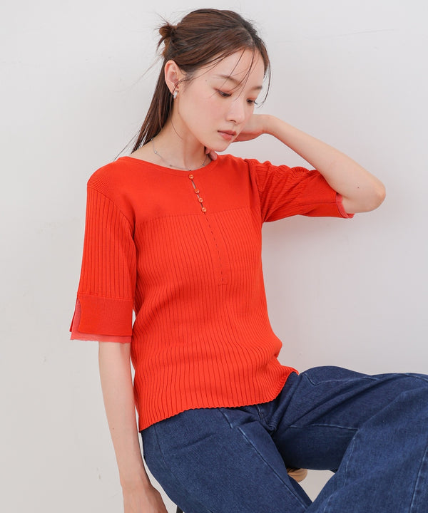 前後2WAYホールデザインニットトップス