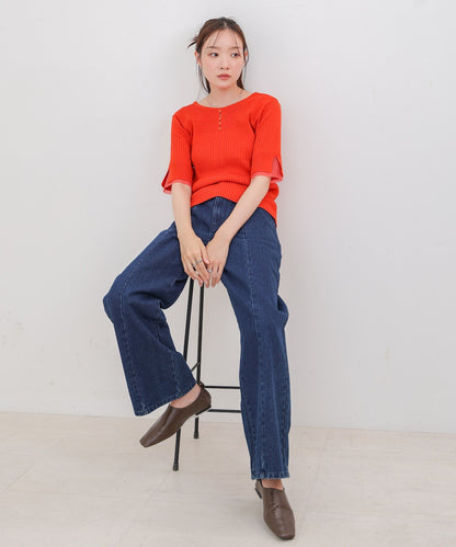 前後2WAYホールデザインニットトップス