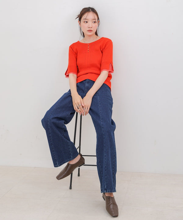 前後2WAYホールデザインニットトップス