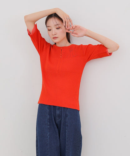 前後2WAYホールデザインニットトップス