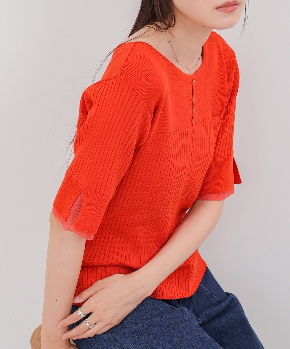 前後2WAYホールデザインニットトップス
