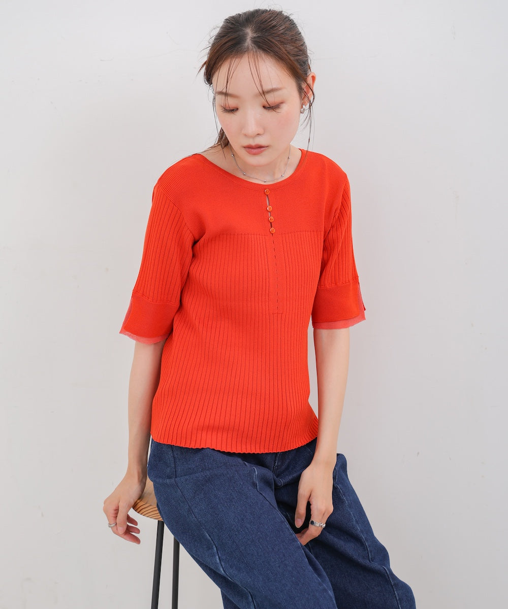 前後2WAYホールデザインニットトップス