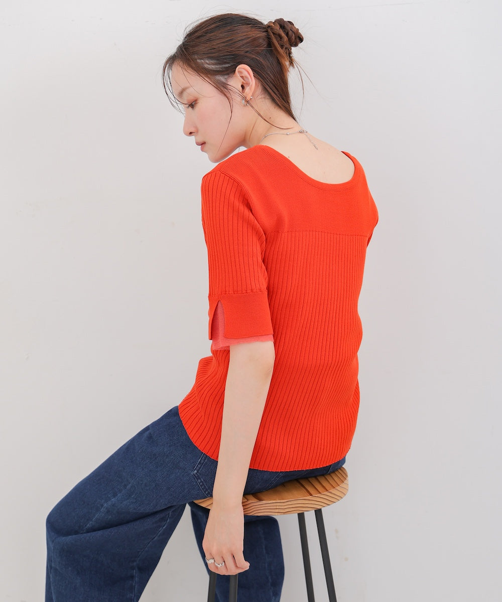 前後2WAYホールデザインニットトップス