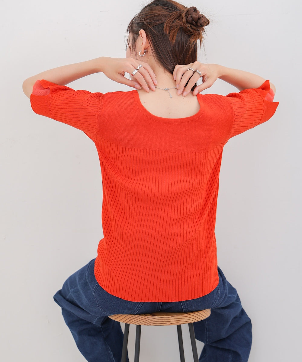 前後2WAYホールデザインニットトップス