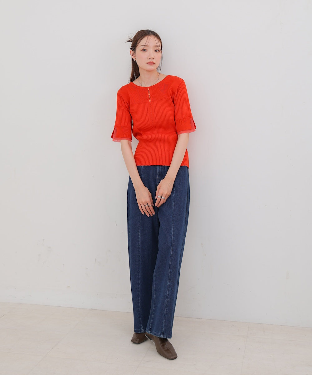 前後2WAYホールデザインニットトップス