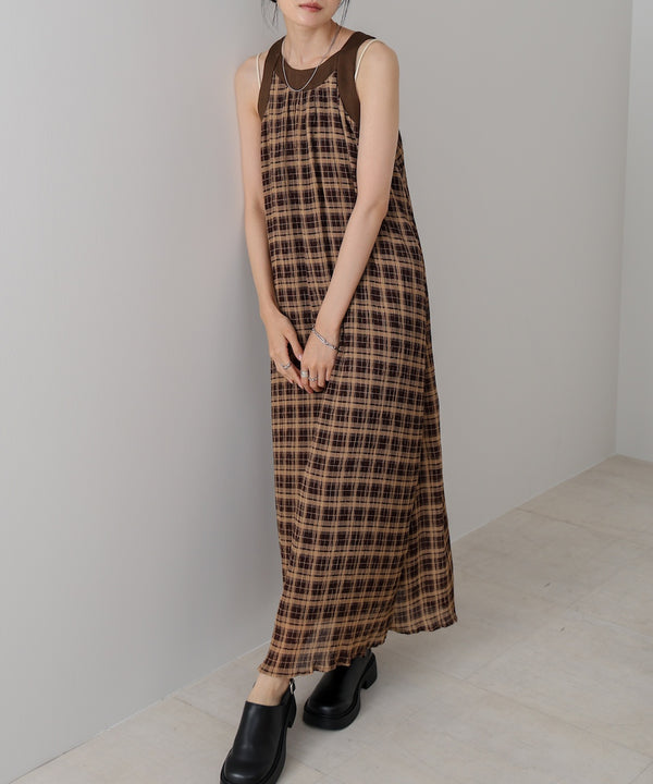 チェックアメスリフレアワンピース