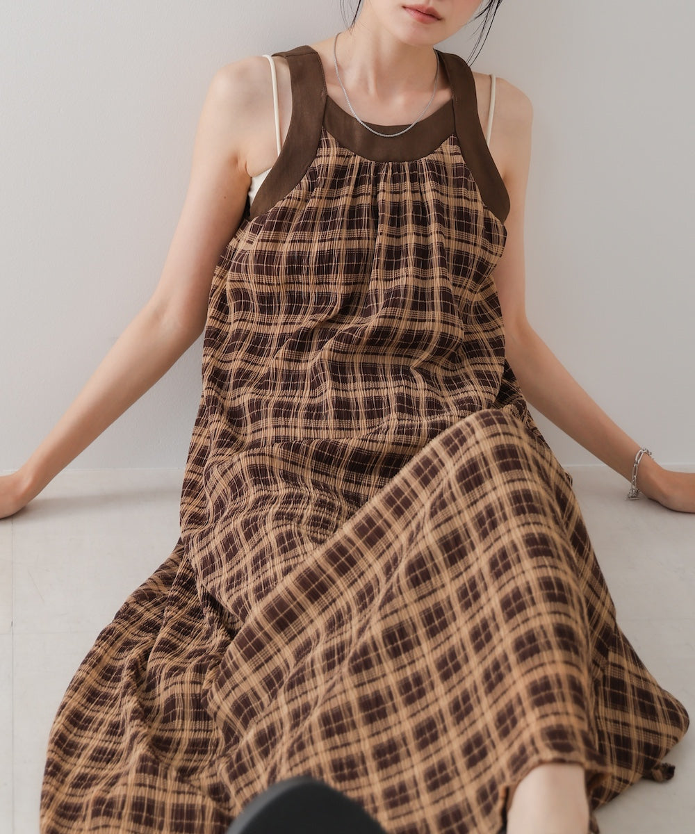 チェックアメスリフレアワンピース