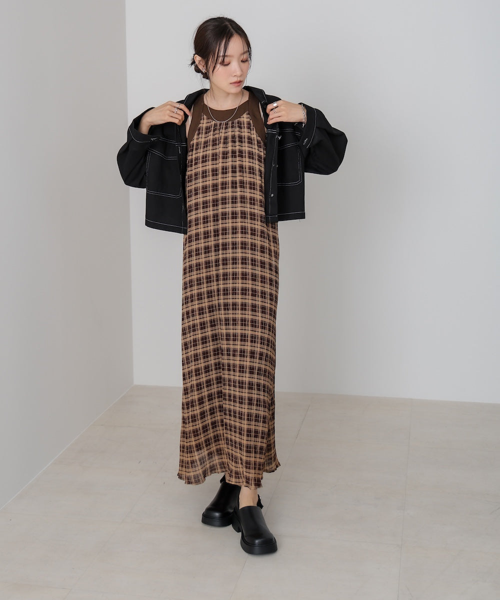 チェックアメスリフレアワンピース