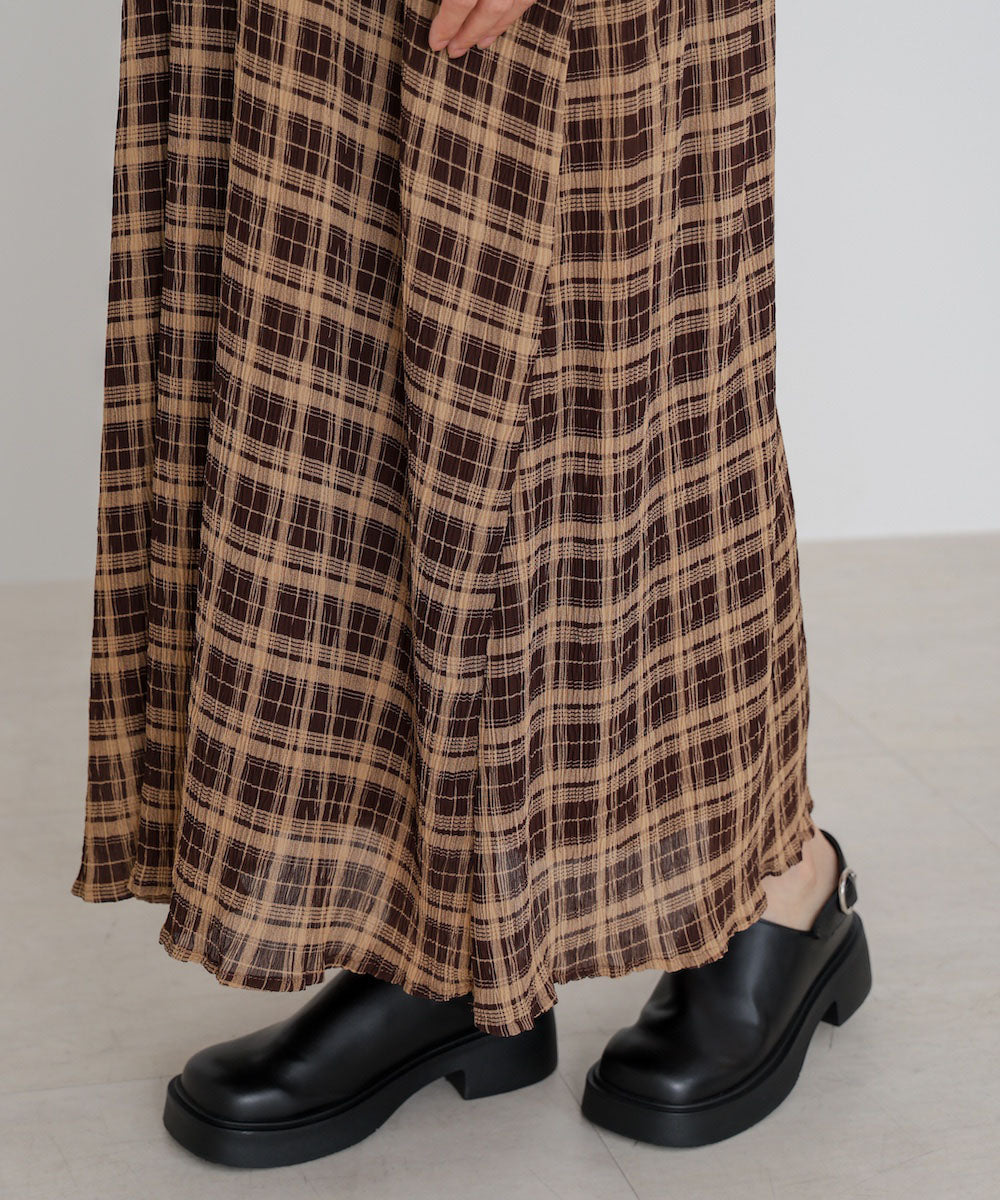 チェックアメスリフレアワンピース