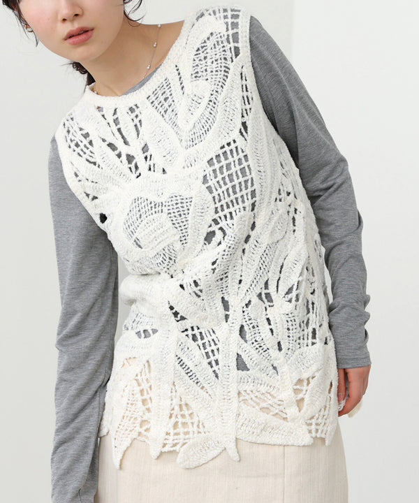 モールヤーンクロシェチュニックベスト