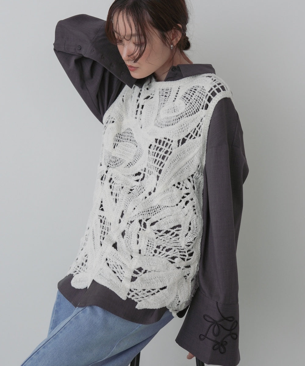 モールヤーンクロシェチュニックベスト