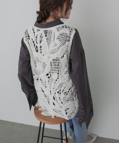 モールヤーンクロシェチュニックベスト