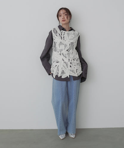 モールヤーンクロシェチュニックベスト