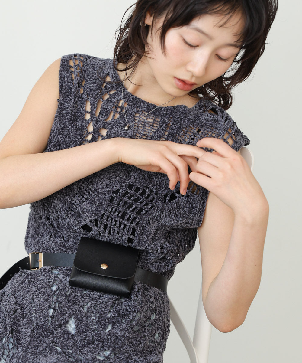 モールヤーンクロシェチュニックベスト