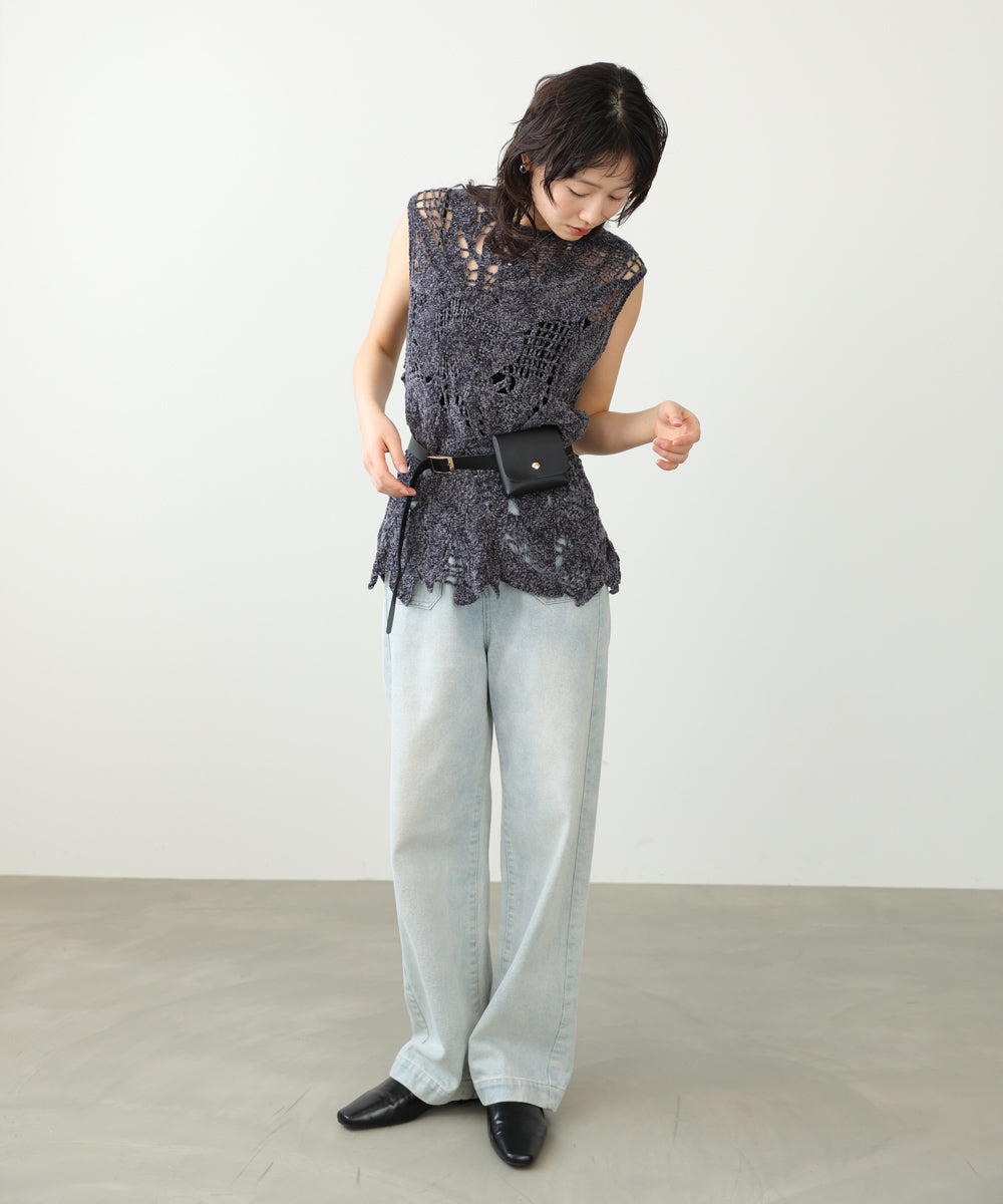 モールヤーンクロシェチュニックベスト