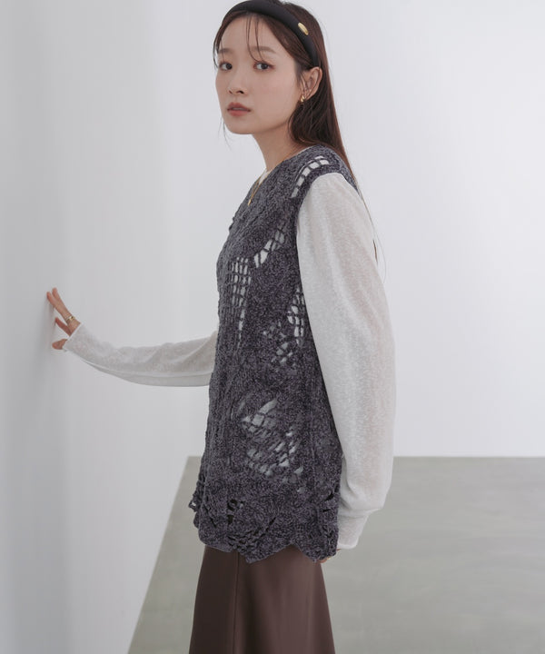 モールヤーンクロシェチュニックベスト