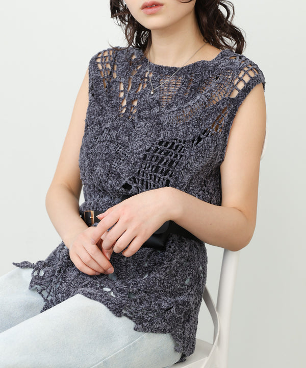 モールヤーンクロシェチュニックベスト