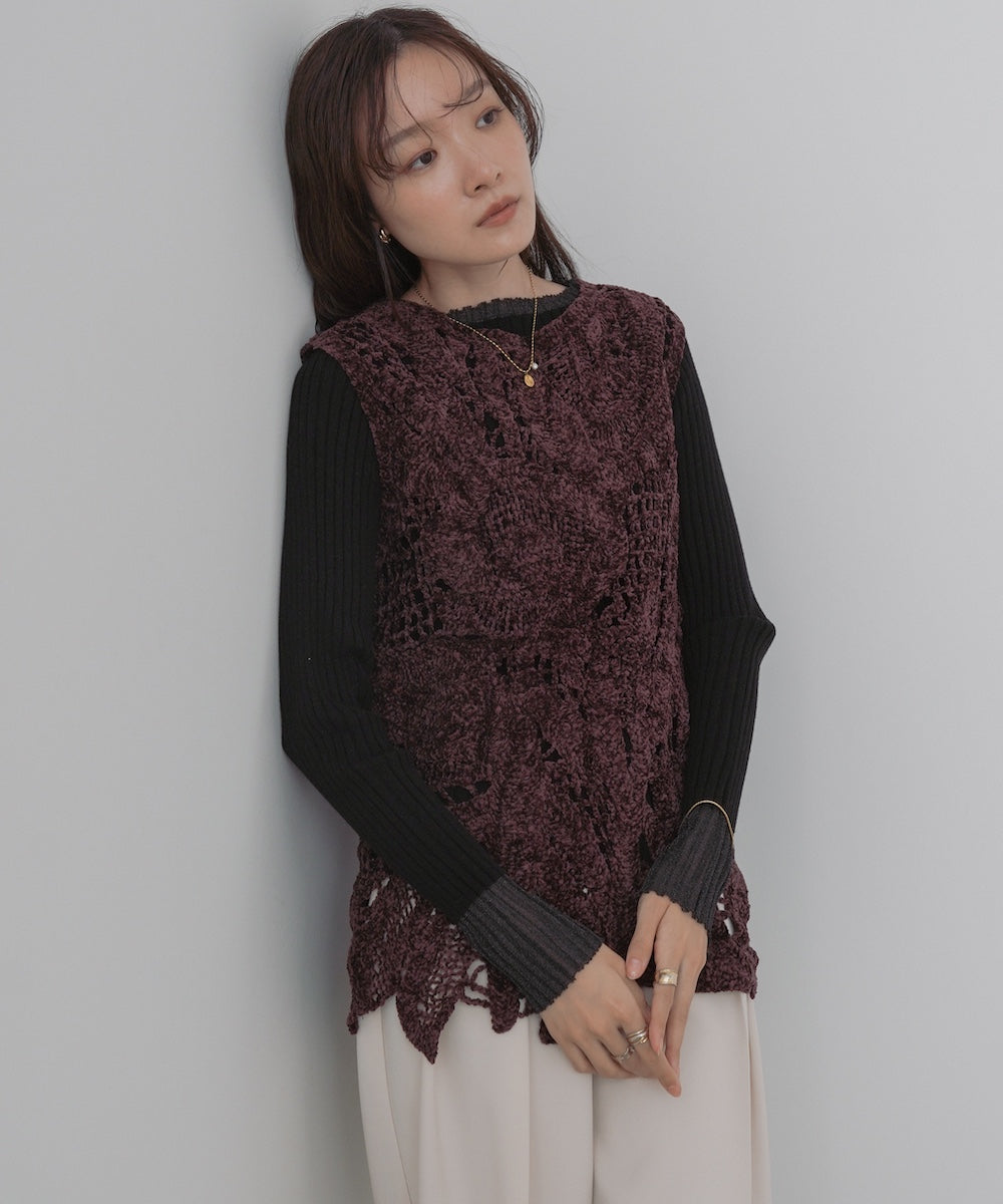 モールヤーンクロシェチュニックベスト