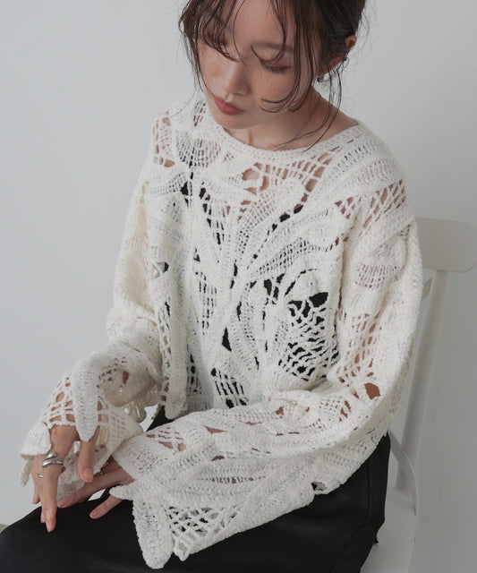 モールヤーンクロシェショートトップス