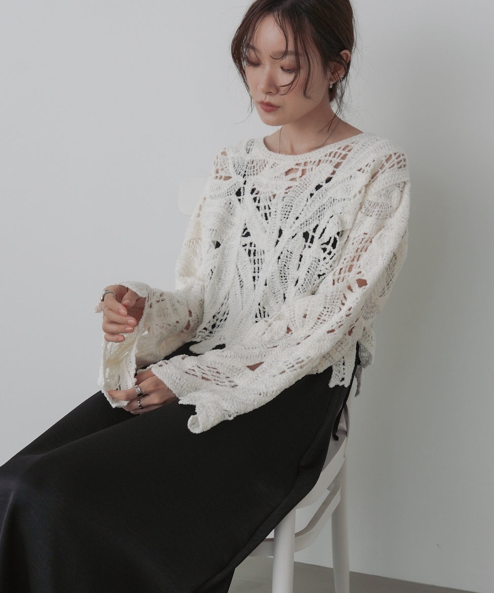 モールヤーンクロシェショートトップス