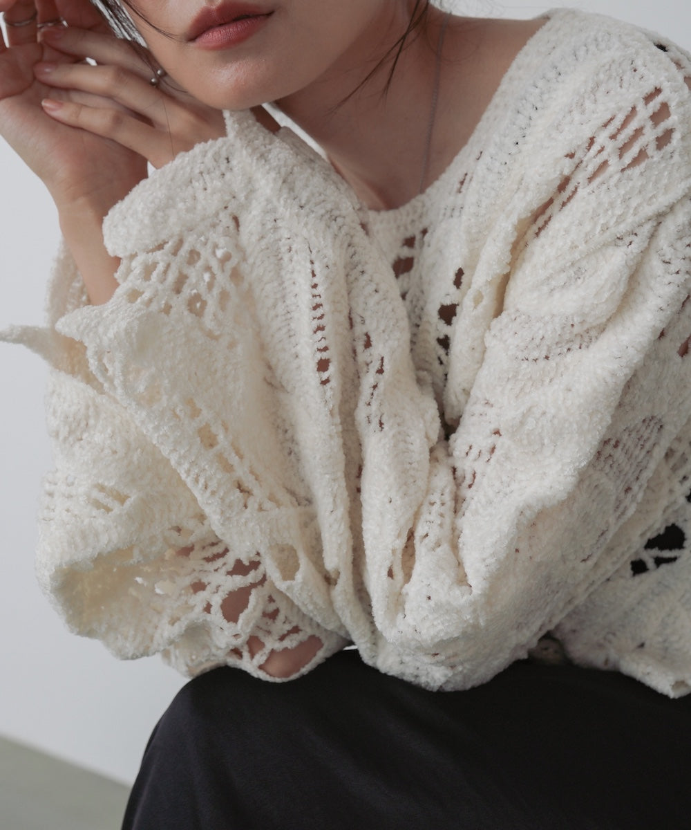 モールヤーンクロシェショートトップス