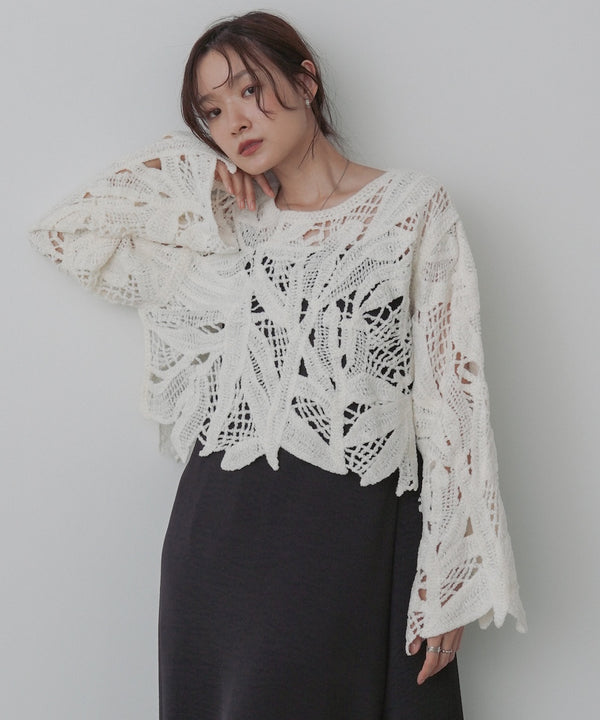 モールヤーンクロシェショートトップス