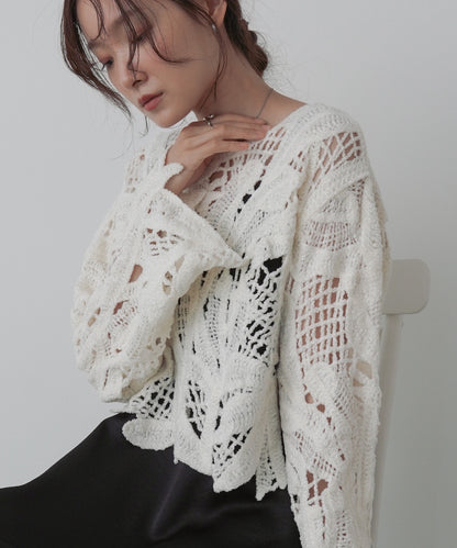 モールヤーンクロシェショートトップス