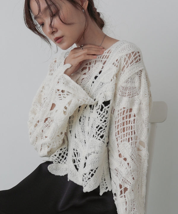 モールヤーンクロシェショートトップス