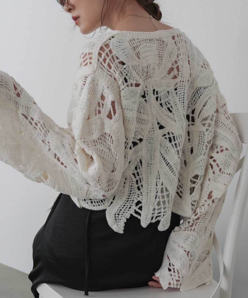 モールヤーンクロシェショートトップス