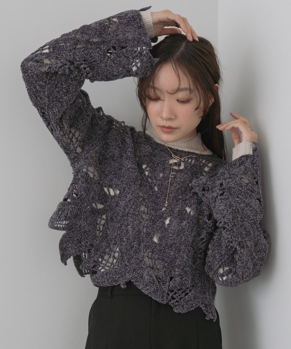 モールヤーンクロシェショートトップス