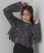 モールヤーンクロシェショートトップス