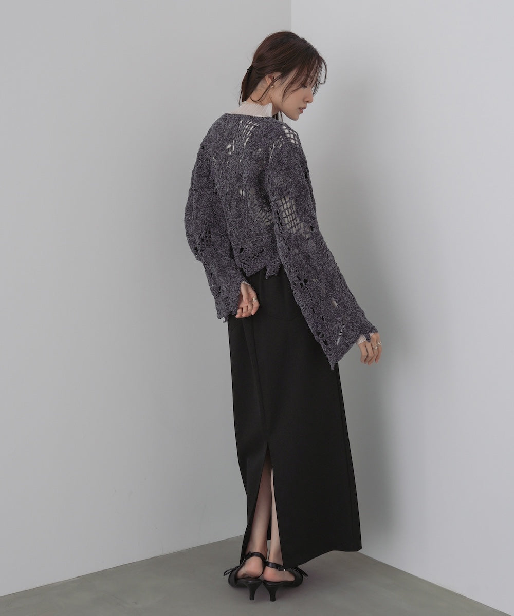 モールヤーンクロシェショートトップス