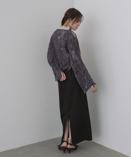 モールヤーンクロシェショートトップス