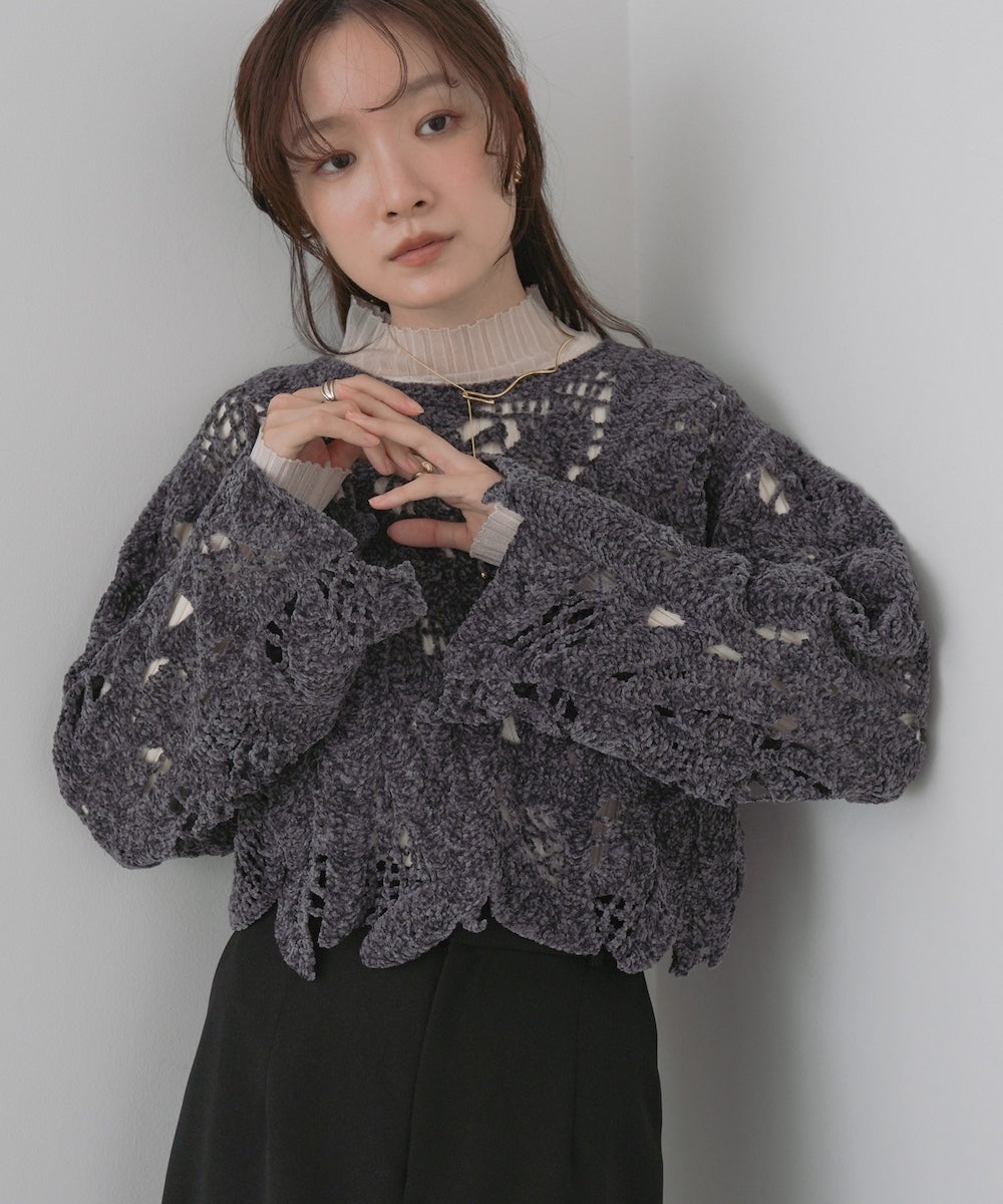 モールヤーンクロシェショートトップス