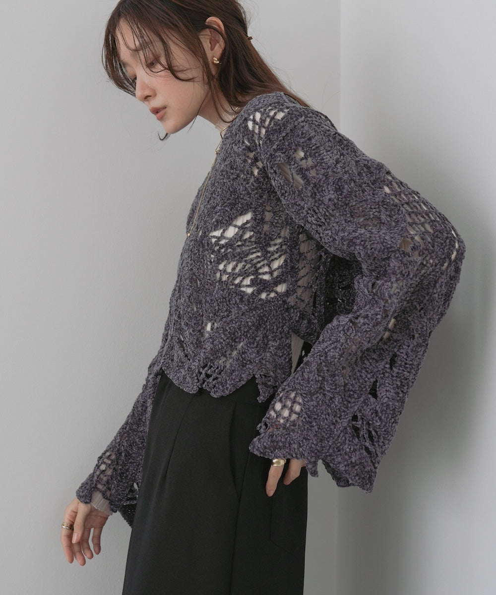 モールヤーンクロシェショートトップス